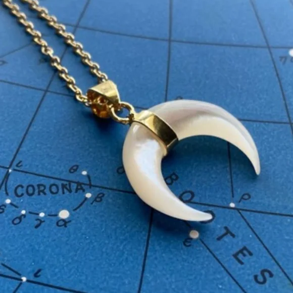 Mother of Pearl Horn Necklace - Picture 1 of 3